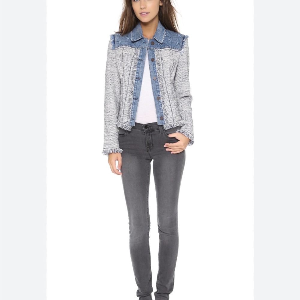 Rebecca Taylor Tweed Boucle & Denim Jean Jacket - SIze 4